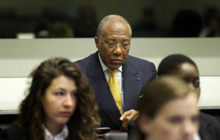 Former Liberian President Charles Taylor waits to be sentenced at the Special Court for Sierra Leone in The Hague on Wednesday.