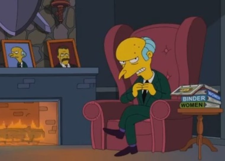 Mr. Burns is fully backing Mitt Romney for president.