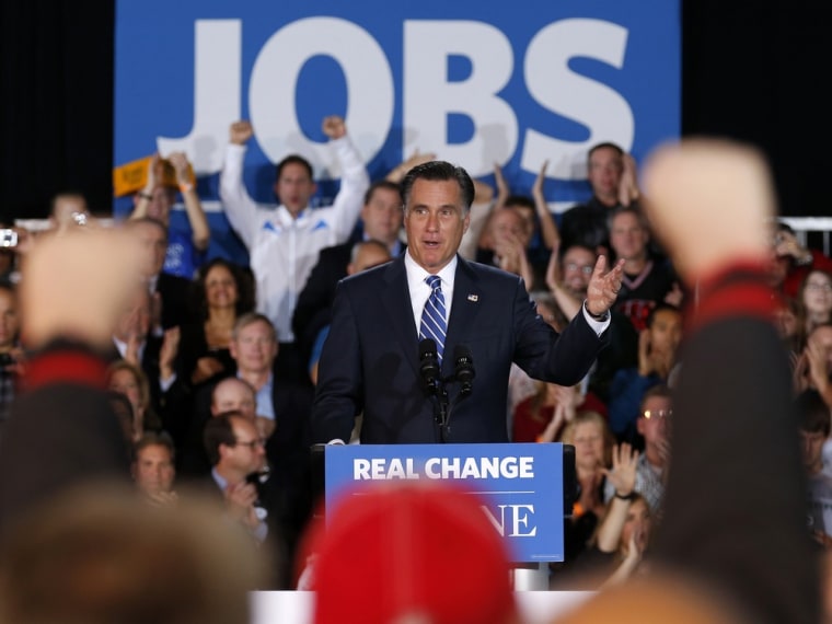 Supporters of Mitt Romney gesture at a campaign rally in West Allis, Wis., Nov. 2, 2012.