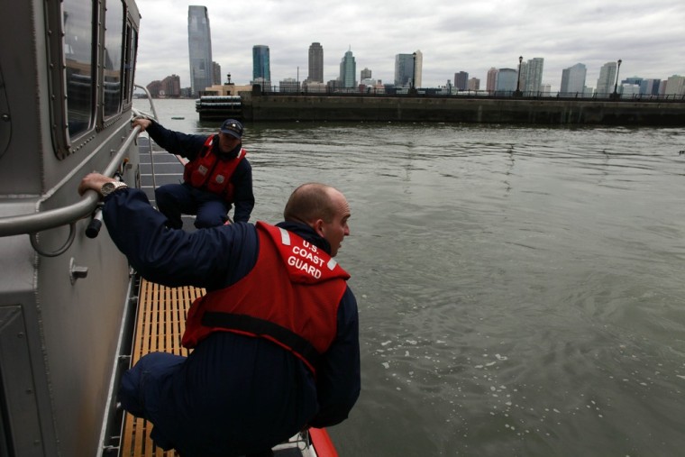 NEW YORK, NY - OCTOBER 31: The coast guard is seen during a media tour on October 31, 2012 in New York City. The storm has claimed several dozen lives...