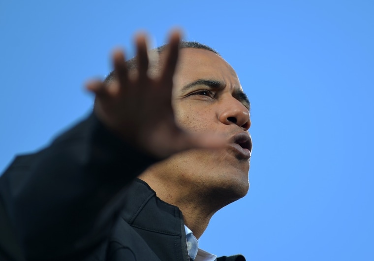 US President Barack Obama speaks during a campaign rally in Concord, New Hampshire, on November 4, 2012. Obama and Republican rival Mitt Romney are bo...