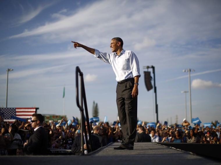President Barack Obama campaigns at McArthur High School in Hollywood, Fla. on Nov. 4, 2012.