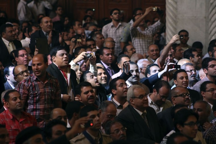 Egyptian Copts crowded into the cathedral for the papal election ceremony on Nov. 4, 2012.