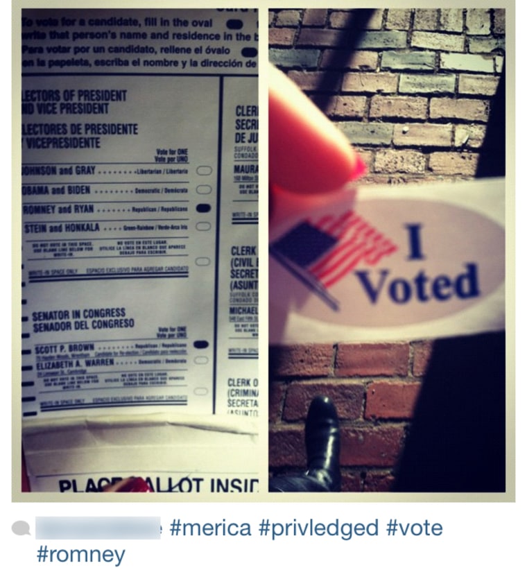 Photo of ballot, Instagram