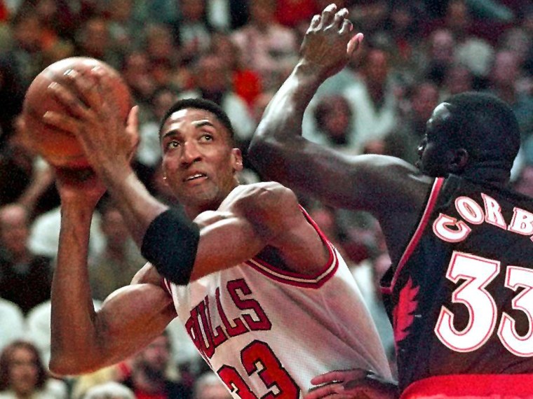 Scottie Pippen, back in his Chicago Bulls days. The NBA legend played in a pick-up game with President Obama Tuesday.
