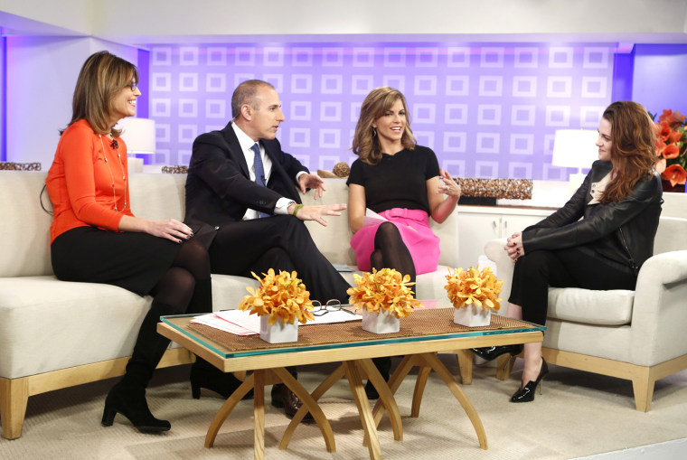 Kristen Stewart chats with TODAY anchors in her black-on-black ensemble.
