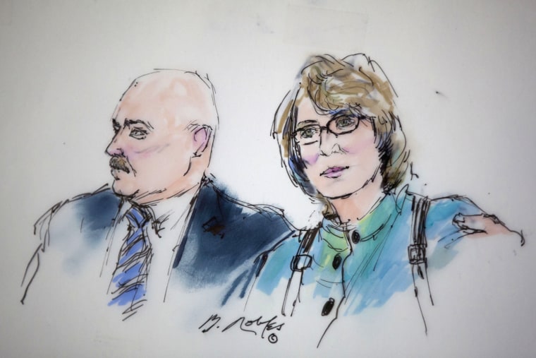 Giffords and her husband, Mark Kelly, as captured in a courtroom sketch Thursday.
