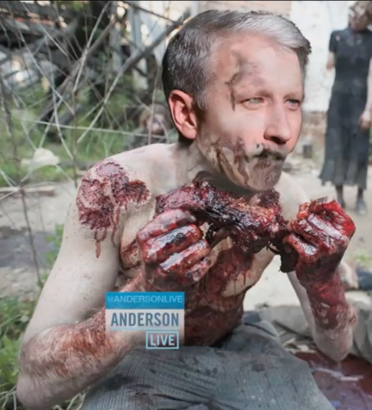 Talk-show host Anderson Cooper gets zombified for his program.