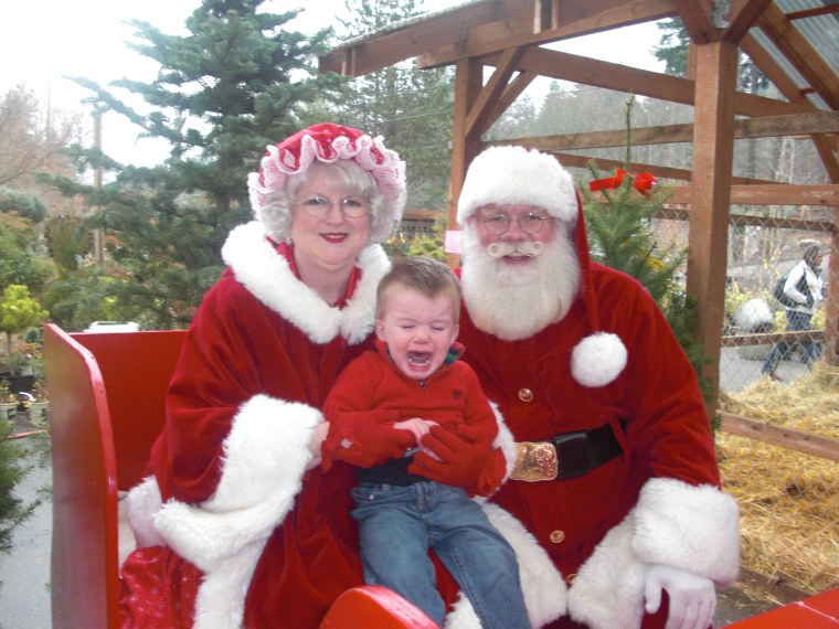 Nolan, 18 months, doesn't like Mrs. Claus, either.