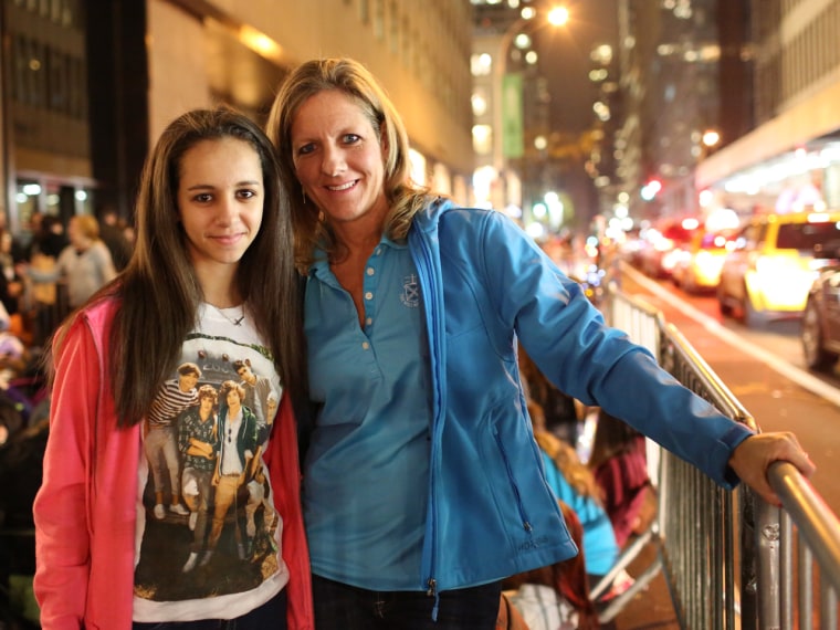Patty Bousetta and her daughter Brianna, Nov. 12 in the guarded off area for One Direction fans.