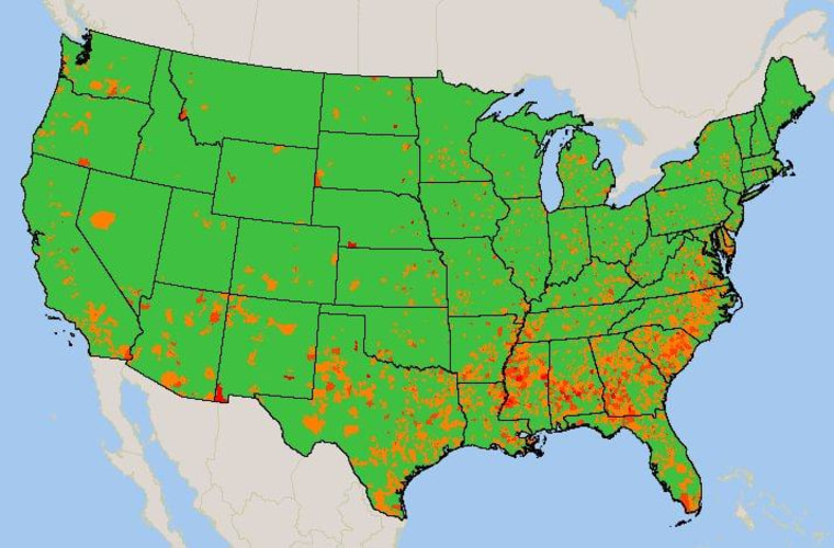 The dots indicate concentrations of identity theft crime rings.