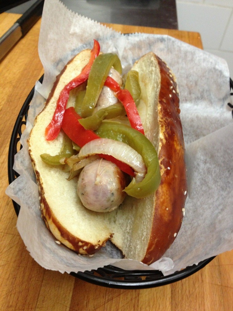 Max Bratwurst's rattlesnake and rabbit sausage is a thicker bratwurst that packs a mildly gamey flavor.