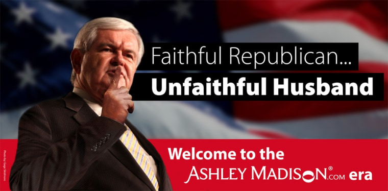 New ad campaign by adult dating website AshleyMadison.com features presidential hopeful Newt Gingrich.