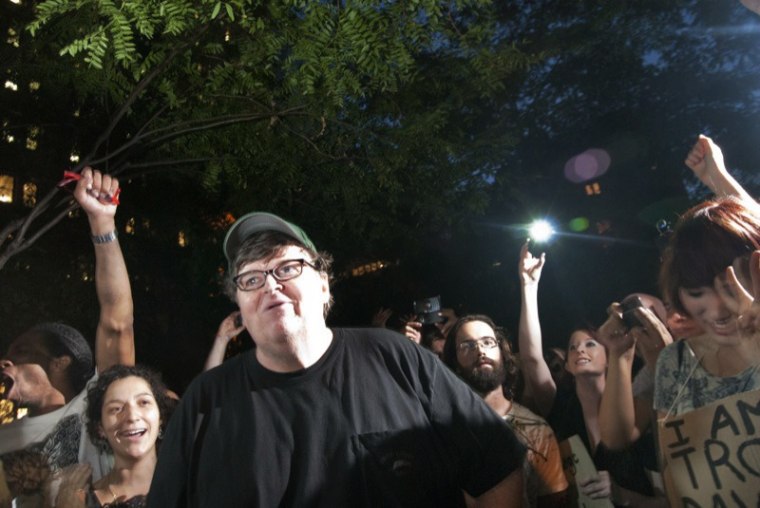 Filmmaker Michael Moore visited the Occupy Wall Street protest in New York this week. He also planned to visit Oakland, where police have cracked down on protesters.