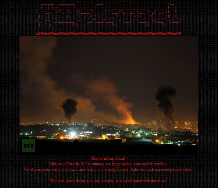 Anonymous hack, Israeli website