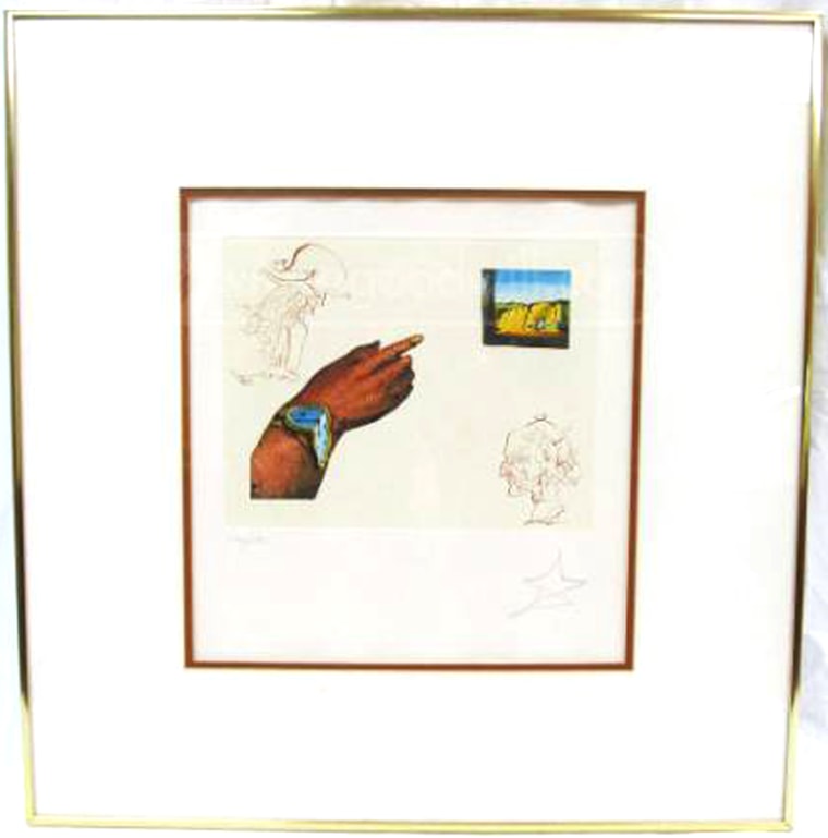 The colored etching by Salvador Dali, titled \"Reflection,\" from \"The Cycles of Life Suite.\"