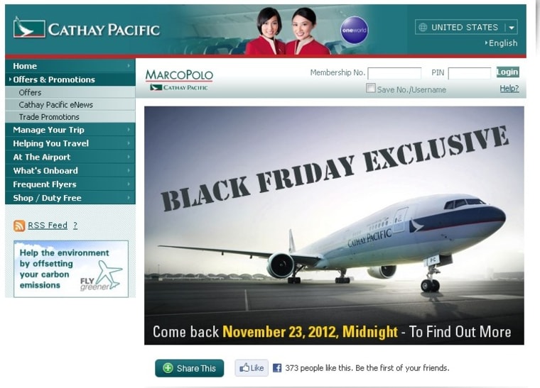 Image: Cathay Pacific offers Black Friday savings