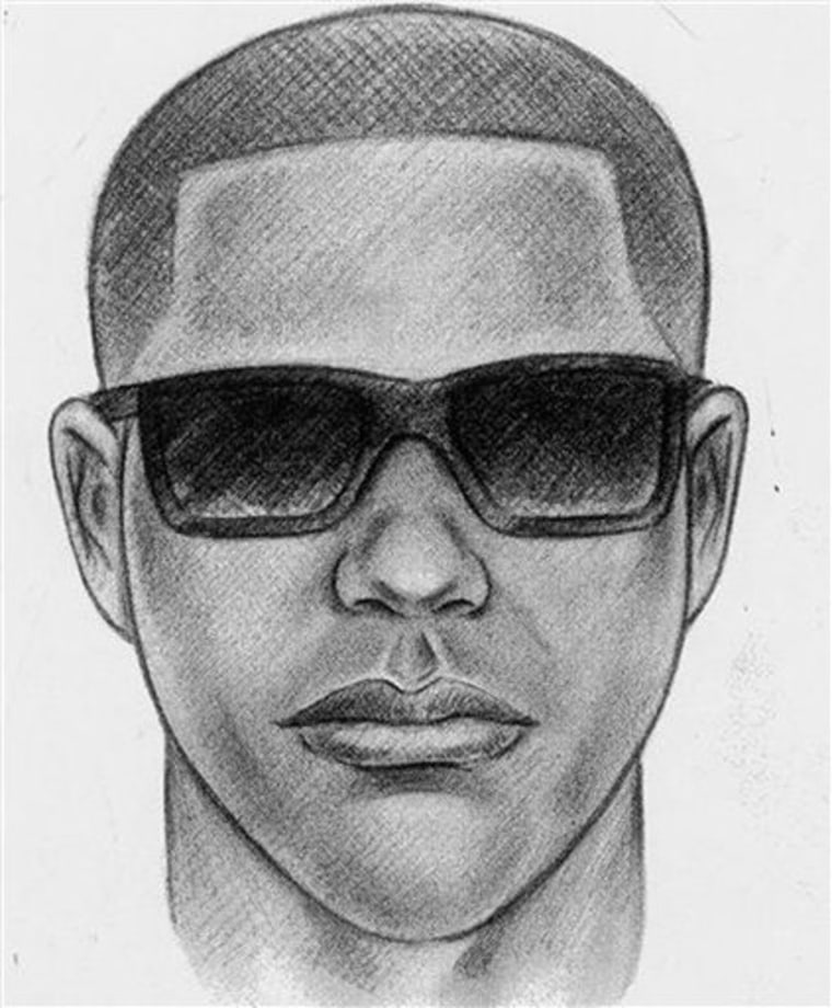 This sketch released by the New York Police Department shows a man who is being sought in connection with the fatal shooting of shopkeeper Isaac Kadare at his store in the Brooklyn borough of New York, on Aug. 2. The same gun that killed Kadare was also used in the murders of two other shopkeepers, according to police.