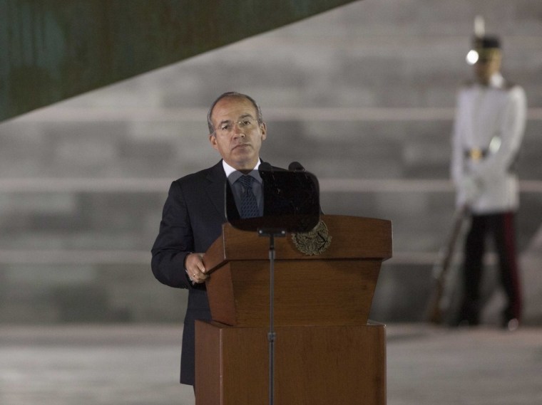Mexico's President Felipe Calderon delivers a speech during a ceremony in Mexico City, urging the country to change its name from
