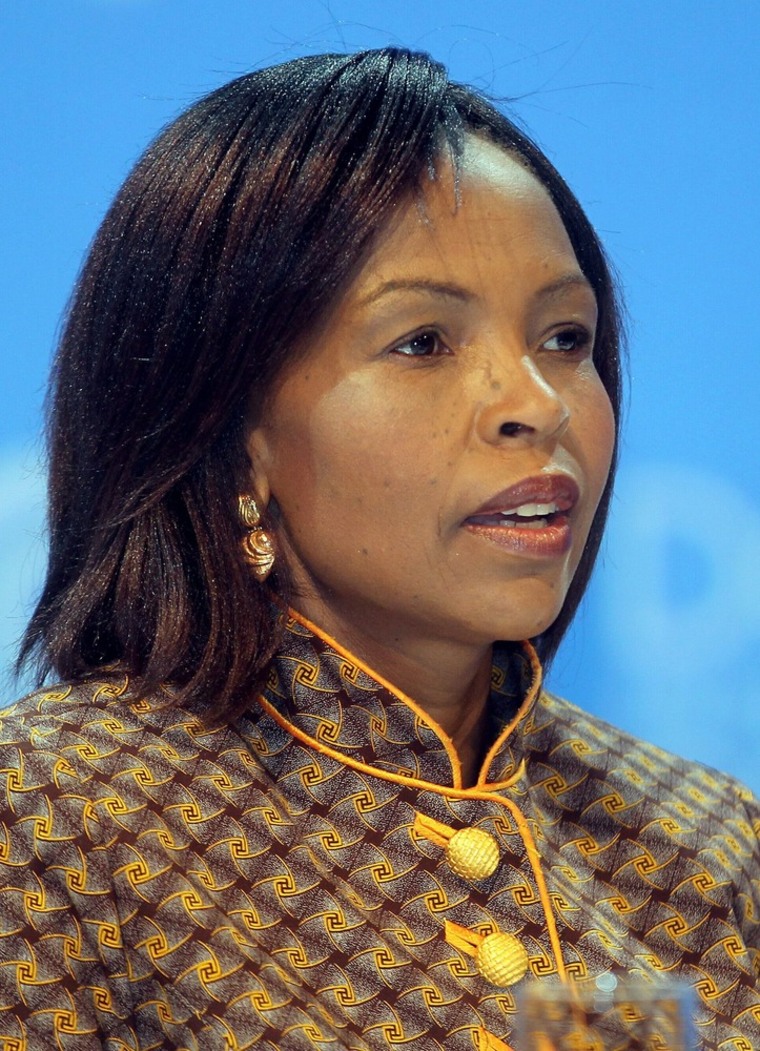 South African Foreign Minister Maite Nkoana Mashabane speaks during the opening of the climate talks in Doha, Qatar, on Monday.