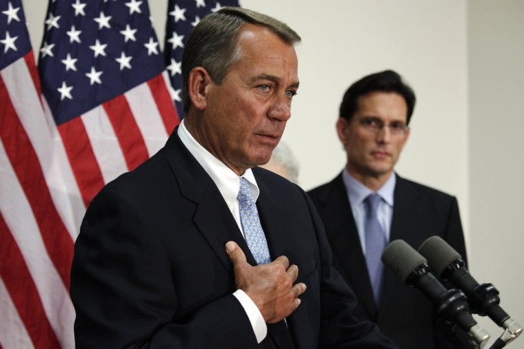 U.S. House Speaker John Boehner (R-OH) speaks during a news conference on Capitol Hill in Washington, November 28, 2012. Stocks cut losses after Boehn...