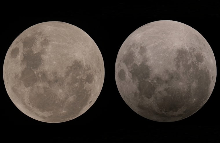 Australian astrophotographer Andrew Wall captured images of the moon before and during the penumbral lunar eclipse (left and right, respectively).