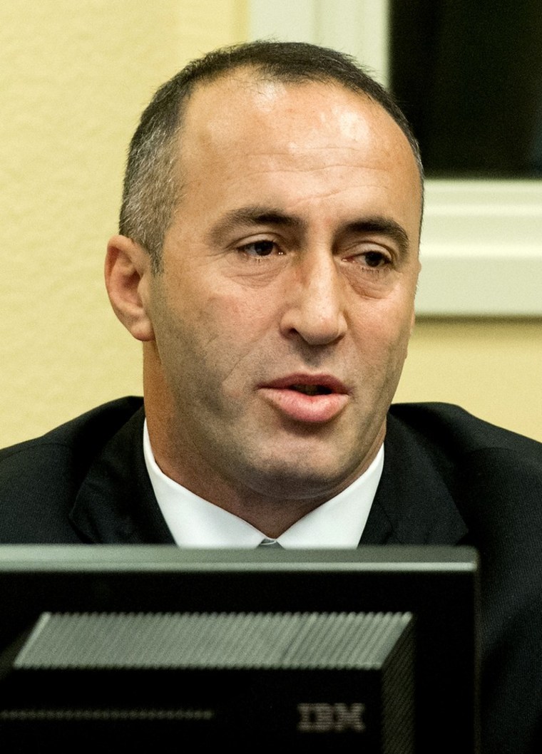 Former Kosovo Prime Minister Ramush Haradinaj in a courtroom in The Hague on Nov. 29, 2012.
