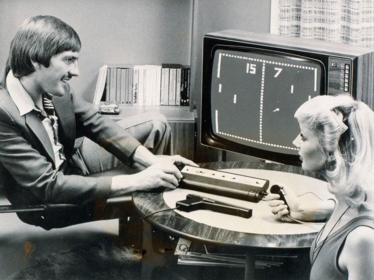 Steve Heighway playing 'Pong', 26 September 1977.