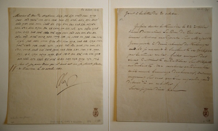 Napoleon's secret coded letter, shown here in this photo taken Nov. 28, declares his intentions