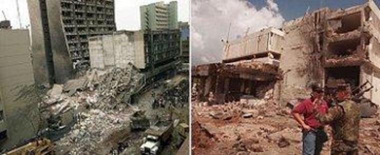 American Embassy bombings in Kenya, left, and Tanzania in 1998.