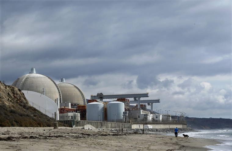 The San Onofre nuclear power plant lies along the coast between Los Angeles and San Diego.