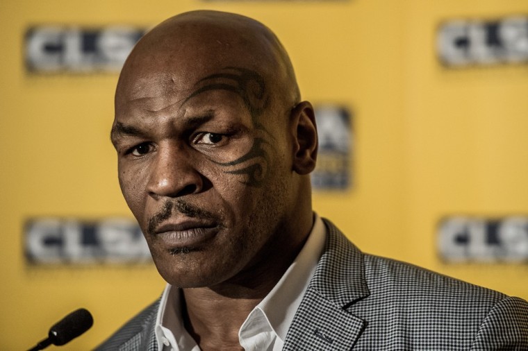 In a file picture taken on September 12, 2012, US boxer and former heavyweight world champion Mike Tyson addresses a press conference in Hong Kong.