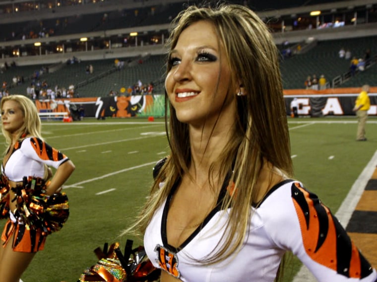 Sarah Jones allegedly had a sexual relationship with one of her students while moonlighting as a Cincinatti Bengals cheerleader.