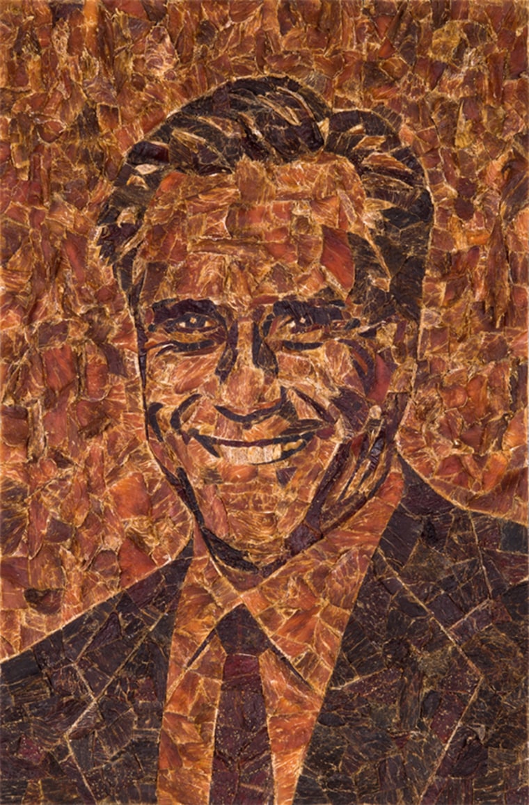 Mecier dubbed this beef jerky portrait \"MEAT Romney.\"