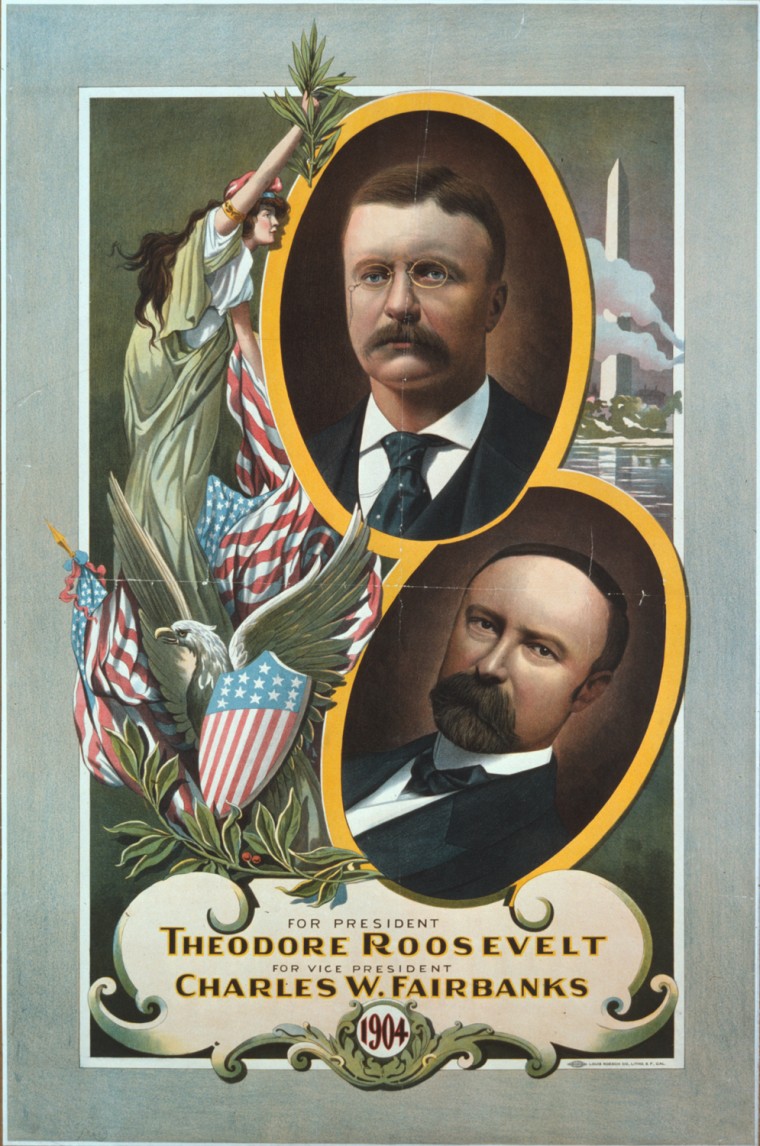 A poster for the presidential campaign of Theodore Roosevelt, with Charles W. Fairbanks for Vice President.