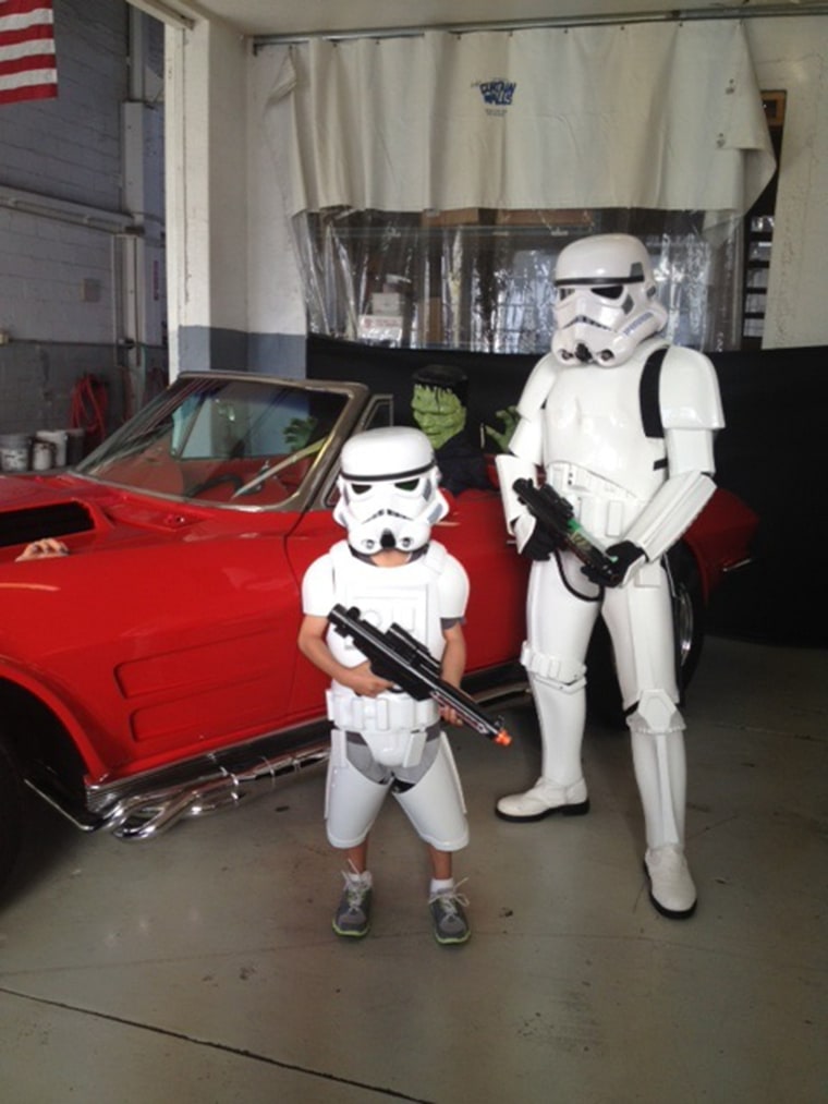 Nico dressed up as a Storm Trooper at a Halloween drive he and his family threw last week.