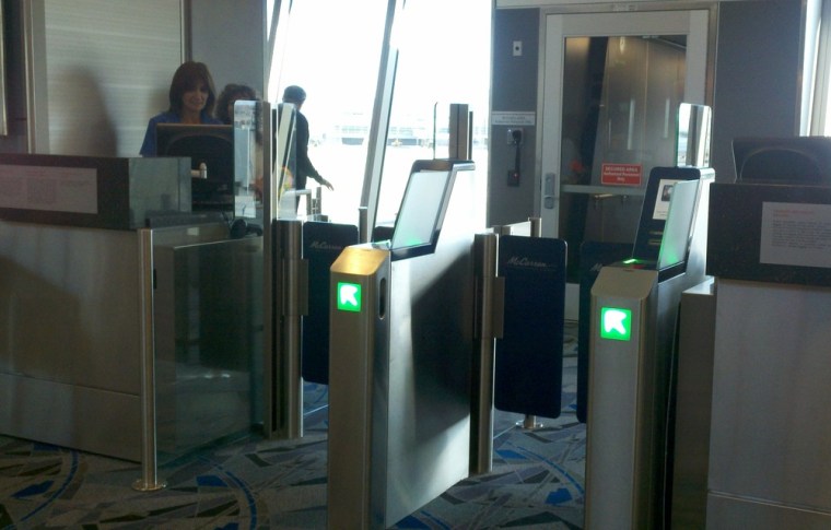 The self-boarding gates for JetBlue in Las Vegas.