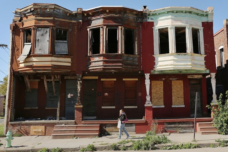 Homes sit vacant in Camden, N.J., Oct. 11.