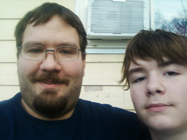 Gary Garner, 32, of Great Falls, Mont., and his son, Skyler, 14. Garner used an Identigene drugstore paternity test kit to confirm that he's really Skyler's dad.