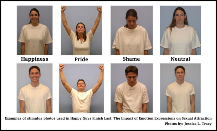 Here's a composite of images used in the new study. Sorry, smiling dude in the white T-shirt -- the women in this study did not find you sexually attractive.