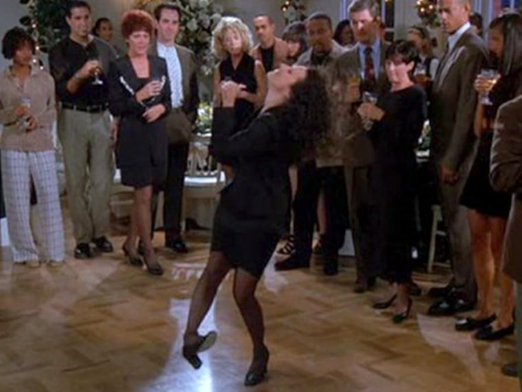 \"Seinfeld's\" Elaine Benes can blame her brain for making her the ultimate dorky dancer.