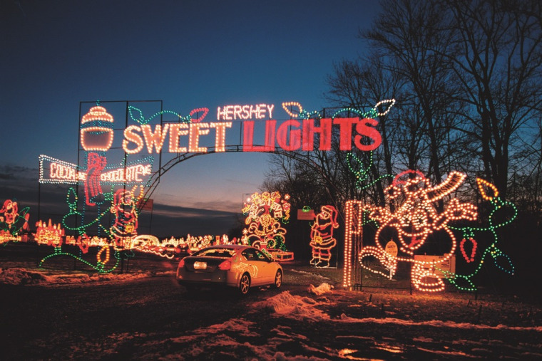 In Hershey, Pa., a two-mile drive-through wonderland features nearly 600 illuminated and animated displays.