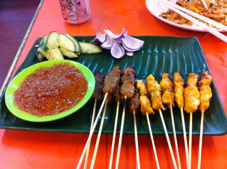 Satay served at Batu Feringgi food stall in Penang, Malaysia