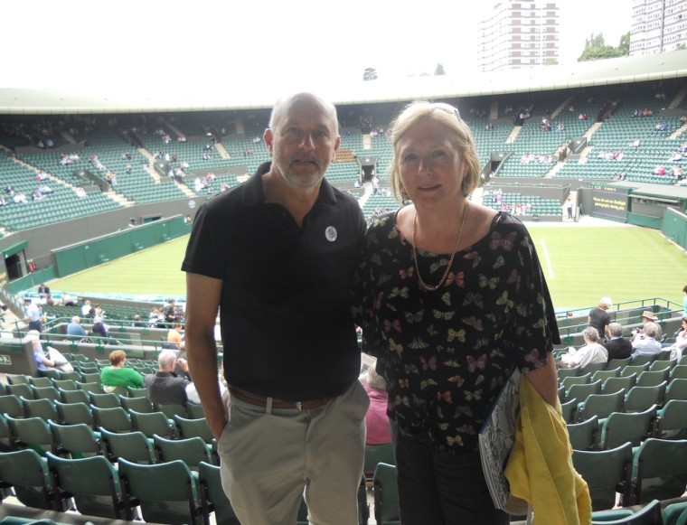 Richard and Annette Knight -- the English couple who lost the camera memory card -- at Wimbledon in one of the photos used to track them down.