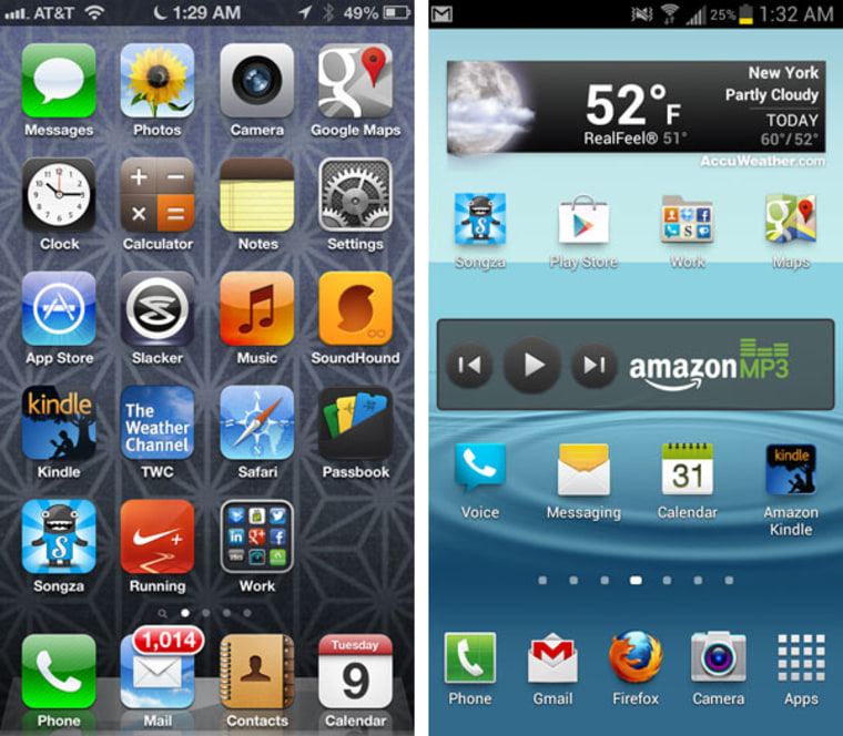 Screens of iPhone and Android phone