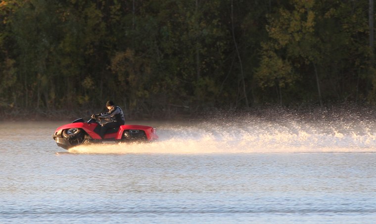 The Quadski zips across the water. It's equally at home on a lake or on a trail.