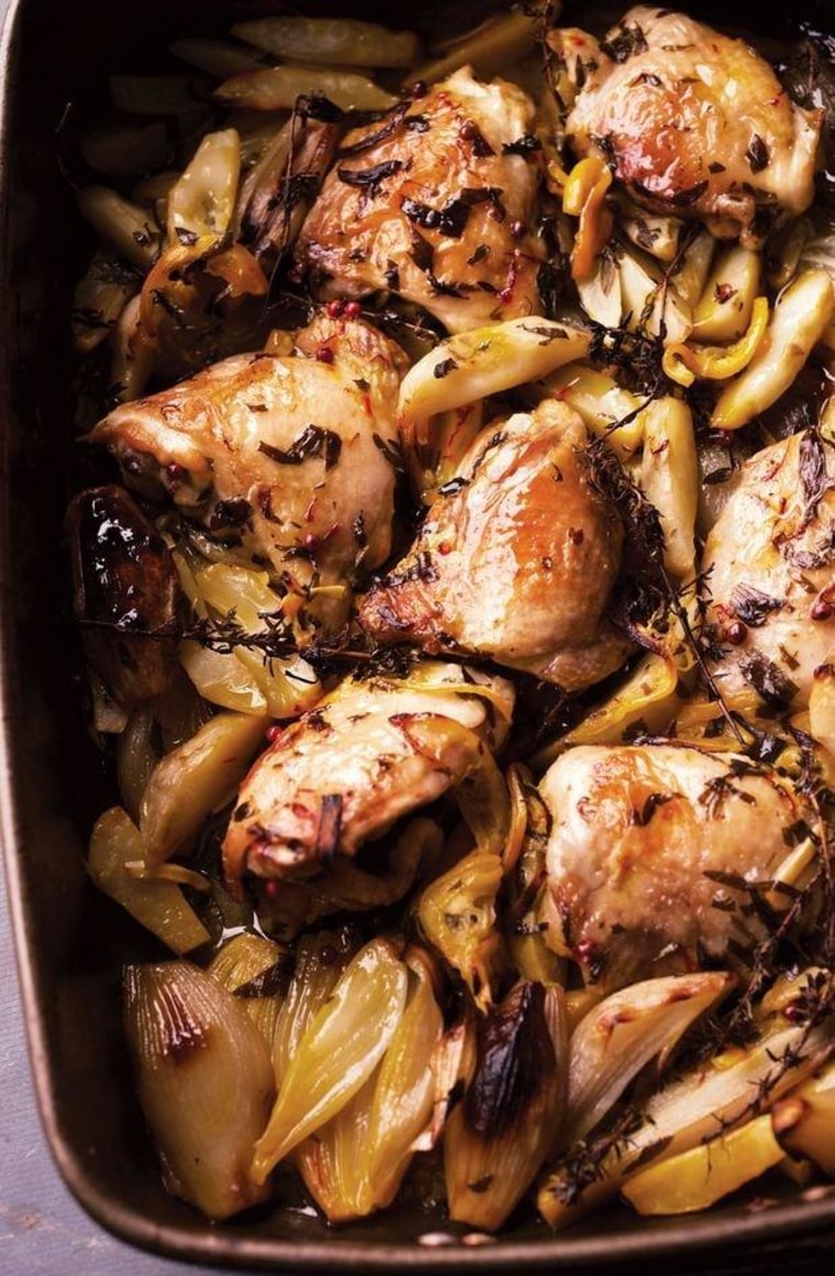 Make roasted chicken with artichoke, a recipe from the new cookbook \"Jerusalem.\"