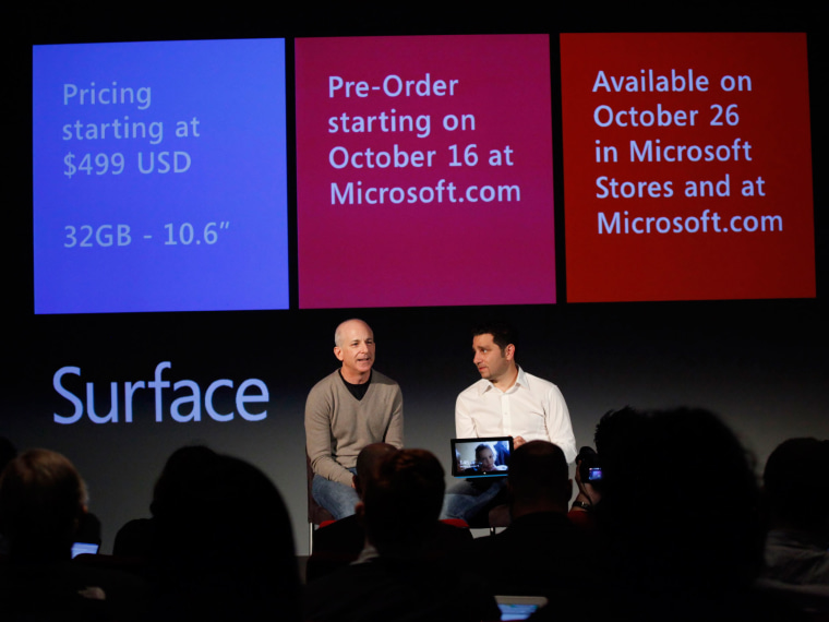 Sinofsky and Panay share pricing and availability details for Microsoft Surface RT tablet.