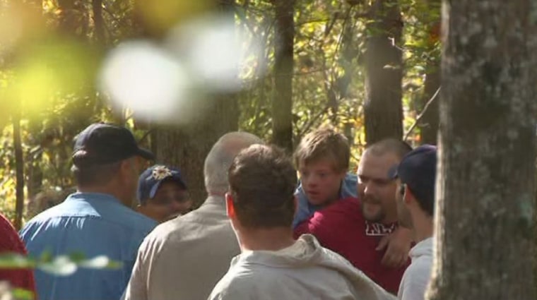 Kyle Camp was brought out of the woods Wednesday morning.