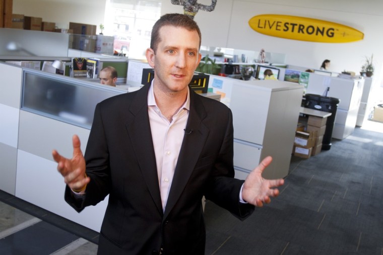 Livestrong CEO and president Doug Ulman discusses the future of the organization Wednesday in Austin, Texas, after Lance Armstrong stepped down as chairman of the charity.